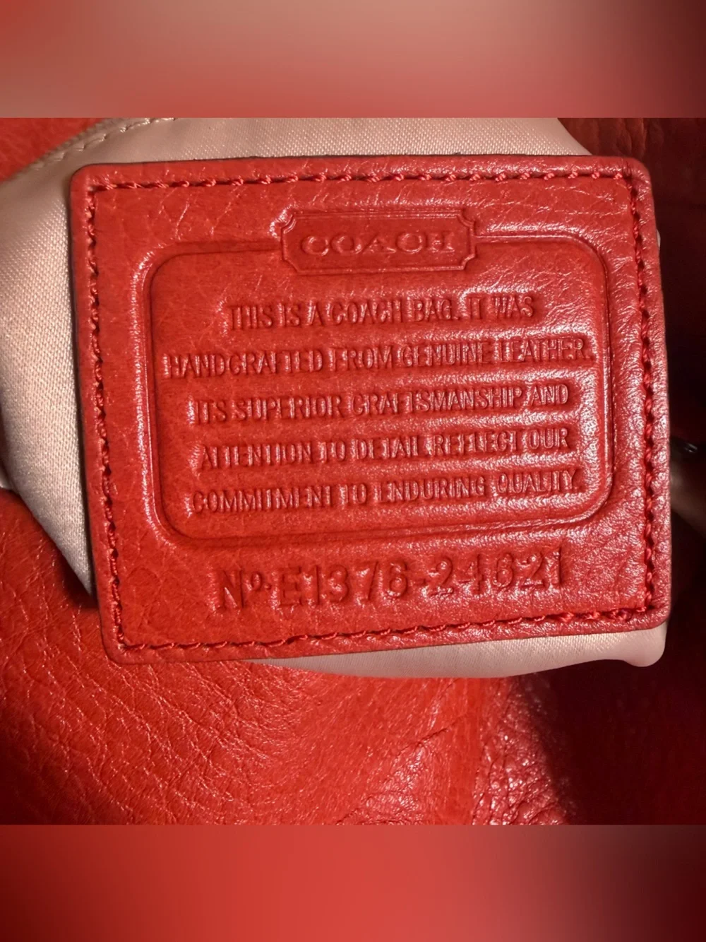 2013 Coach Madison Phoebe 24621 Coral Pebbled Leather Shoulder Bag